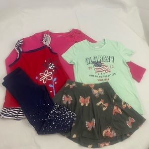 Old Navy Jumping Beans Tough Skins Faded Glory size 6-7 Pant Top Skirt Bundle